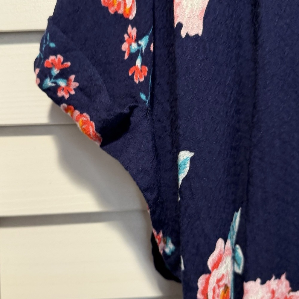 Kaileigh Navy Floral Dolman Sleeve Blouse Size XL Rayon Made in USA - Picture 5 of 14